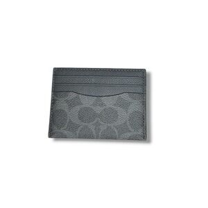 Coach Slim Card Case Signature Gray Canvas Leather Wallet NWT Sold Out